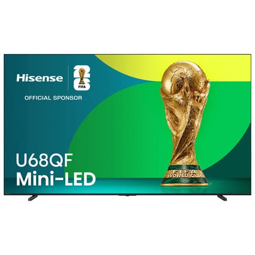 Hisense 55" U68QF Series 4K UHD Dolby Vision HDR Mini-LED QLED 144Hz Dolby Atmos Fire TV Smart TV (55U68QF) - 2025 - Great for Movies & Gaming