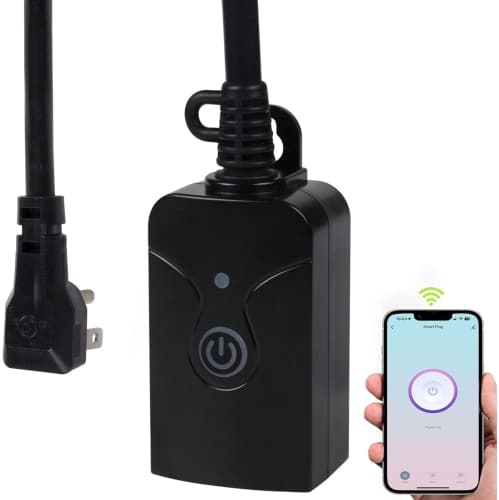 HBN Outdoor Smart WiFi Plug: 1 Grounded Outlet + WiFi Timer, APP Remote, Compatible with Alexa/Google Home, 2.4GHz Only, ETL Listed, Black
