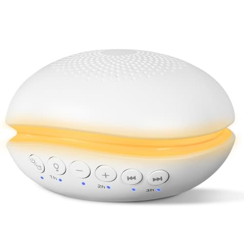 Mini Sound Machine for Baby Adults with 3-Level Night Light,26 Soothing Sounds 6 Timers,Memory Function 1200mAh Battery for Bedroom