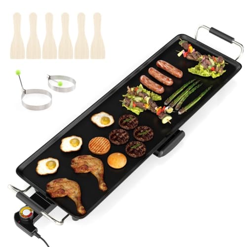 Costway 27" Large Electric Griddle with Adjustable Temperature Thermostats and Drip Tray
