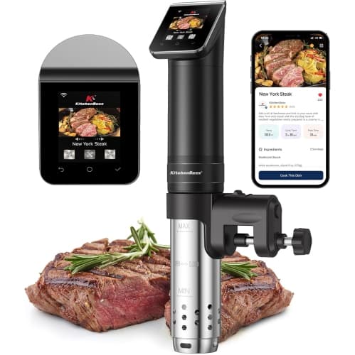 Sous Vide Cookers, Wifi, 1100 Watts Sous Vide Cooker, Thermal Immersion Circulator with Recipe, LCD Display (Black)