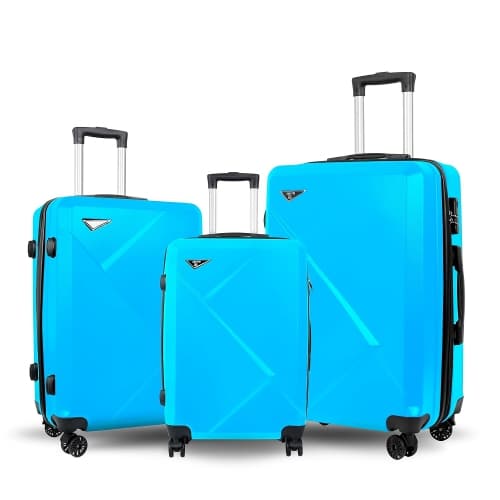 3-Piece ABS Hard Shell Luggage Set, 20"/24"/28" Expandable Suitcases with Spinner Wheels, Anti-Scratch & Built-In Lock