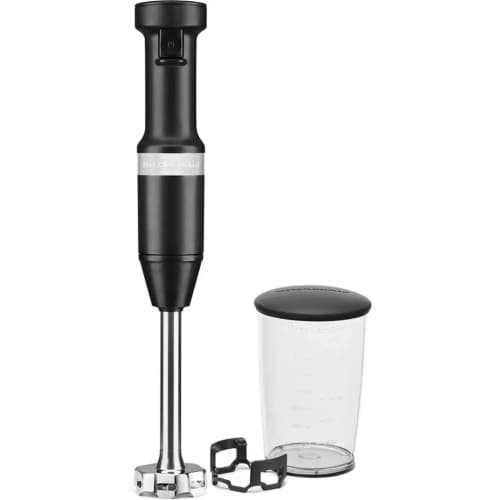 KitchenAid Variable Speed Corded Hand Blender KHBV53BM – Powerful 2-Speed Stick Blender with Removable Blending Arm, 3-Cup Blending Jar & Pan Guard, Matte Black