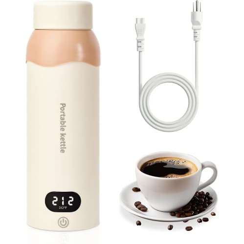 Portable Travel Electric Kettle,Stainless Steel Small Mini Kettle,500ML Hot Water Boiler with 4 Temperature Settings,Fast Boiling Water Bottl