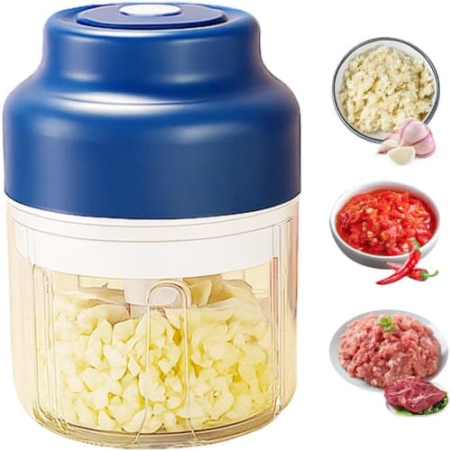 Electric Mini Garlic Chopper Set,250ml Small Garlic Chopper Mincer,Electric Food Chopper Tool,USB Rechargeable Wireless Veggie Grinder for Onion Garlic Chili Ginger