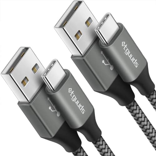 Gray USB C Cable 6.6ft, 2-Pack USB to USB C Cable 3A Fast Charging Type C Cable Braided Data Cord for Samsung