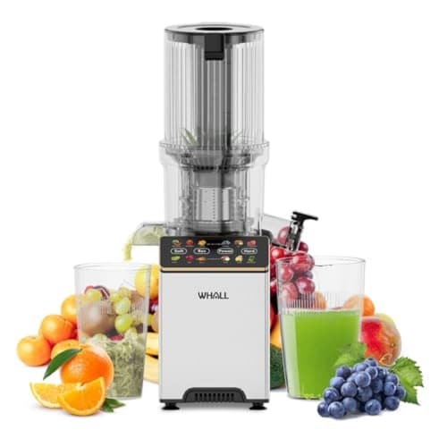 whall Cold Press Juicer, Touchscreen Juicer Machines with 4.5'' Large Feed Chute, Stainless Steel Masticating Juicer Easy to Clean, Vegetable & Fruit, High Juice Yield, Silver