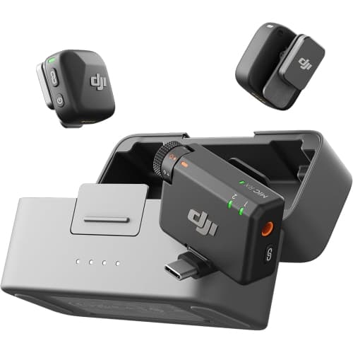 DJI Mic Mini Wireless Microphone System – (2 TX + 1 RX + Charging Case), Compact Portable Audio for Cameras & Smartphones – Black - Open Box
