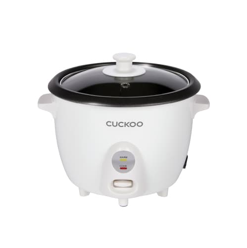Cuckoo One Touch Rice Small Rice Cooker & Warmer with Steamer Tray, Versatile Grain Cooker, Soup Maker, Auto Keep Warm - White
