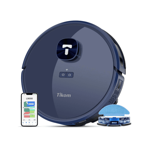 Tikom L9000 Robot Vacuum & Mop for Multi-Surface with LiDAR, 4000Pa Suction, 150 min Runtime, App Control - Black