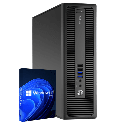 Refurbished (Good) - Hp ProDesk 600 G2 SFF Desktop Computer PC, Intel Pentium G4400 CPU, 16GB DDR4 RAM, 256GB NVMe SSD, Windows 11 PRO, Wireless Keyboard and Mouse