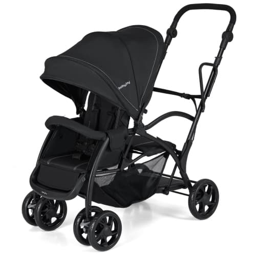 Babyjoy Sit & Stand Double Stroller with Adjustable Handle Bar Backrests Footrest Canopies