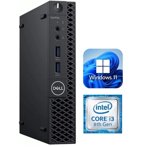 Dell OptiPlex 3060 Micro / i3‑8100T / 8GB RAM / 256GB SSD / Windows 11 Pro / WiFi – Business Desktop PC Computer – Refurbished (Good)