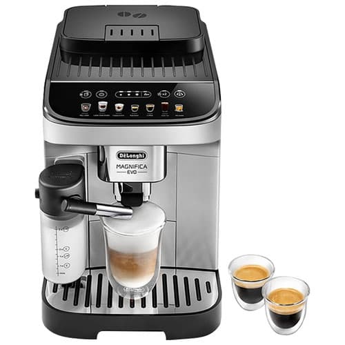Open Box - DeLonghi Magnifica Evo Automatic Espresso Maker with Frother & Grinder & Over Ice Function-Silver/Black