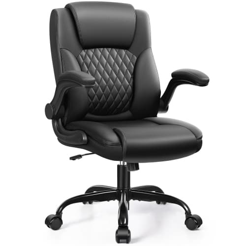 Ergonomic Home Office Chair with Flip-Up Arm - 400LBS Capacity, 360° Silent Wheels, Adjustable 90-120° Recline, Space-Saving Design,Black