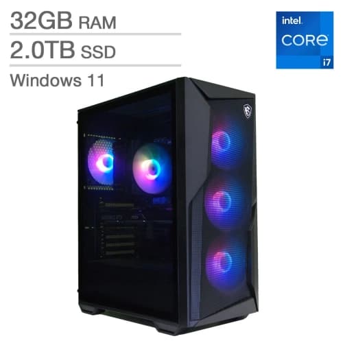 Refurbished (Excellent) MSI Codex R2 Gaming Desktop – Intel Core i7-14700F, 32GB DDR5, 2TB PCIe Gen4 NVMe SSD, GeForce RTX 5060, Wi-Fi 6E, 2.5G Ethernet, 650W Gold PSU, Black