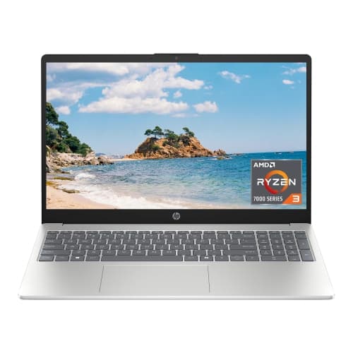HP 15.6" Touchscreen Laptop – AMD Ryzen 3 7320U, 8GB LPDDR5, 256GB SSD, HD Display, AMD Radeon Graphics, Wi-Fi 6, Bluetooth 5.2, Windows 11 Home, Natural Silver