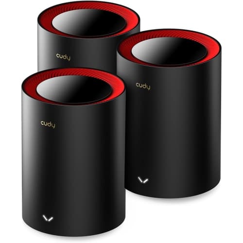 Cudy M3000 3-Pack AX3000 Wi-Fi 6 2.5G Mesh System - Covers 270 m, Wireless Router Extender, Ethernet Backhaul, White/Black