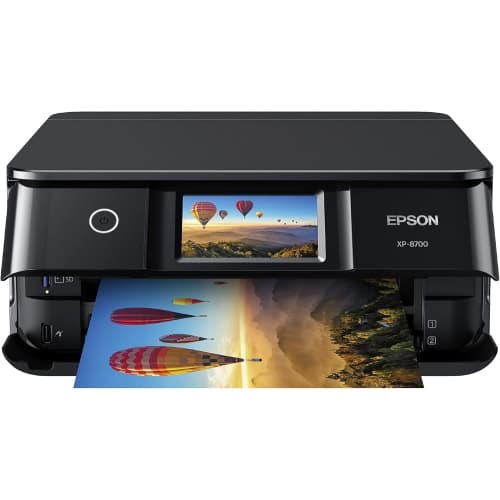 Epson Expression Photo XP-8700 Wireless All-in-One Printer with Scanner and Copier, 4.3" Color Touchscreen Black