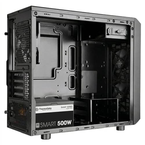 Thermaltake Versa H15 Micro-ATX Case & 500W Power Supply Combo Pre-Installed 120mm Fan, Power Cord, Perfect for Home Office & Budget Builds