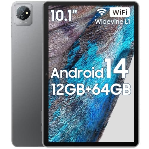 Refurbished (Excellent) - Blackview Android Tablet 2025, 10 inch Tablet with HD Display, Android 14 Tablet with Wi-Fi 6, 6580mAh, 12(4+8) GB+64GB, Dual Speakers, Google GMS, Gray