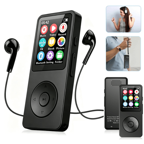2026 New 128GB MP3 Player, Physical Buttons, Ultra-lightweight at 32g, Bluetooth 5.4, 128GB Expansion, FM Radio, Recording, E-book Reading, Built-in Speaker,Portable music player