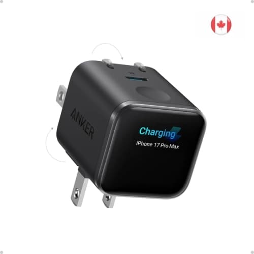 Nano USB C Charger 45W - USB C Charger Block with Smart Display, 180 Degree Foldable Plug, Smart Recognition and Built In Care Mode for iPhone 17 16 15