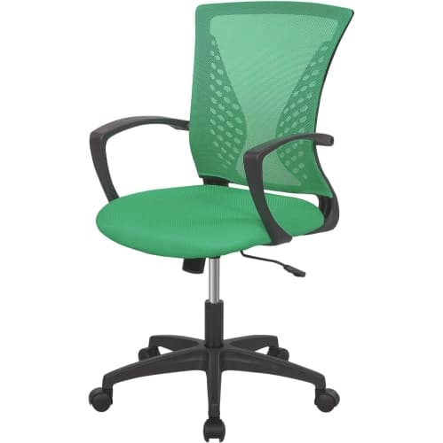 BestOffice Ergonomic Mesh Office Chair – Adjustable Mid-Back, Lumbar Support, Armrests, and Swivel Rolling Wheels for Home or Computer Use, Green
