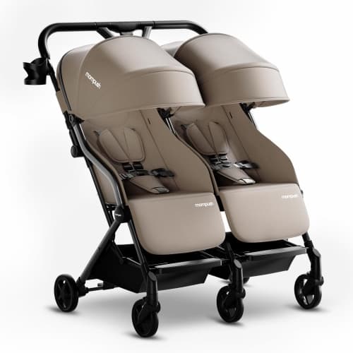 Mompush Lithe Double Stroller – Lightweight Side-by-Side Stroller for Newborn & Toddler, Easy Fold, Reclining Seats, UPF50+ Canopy