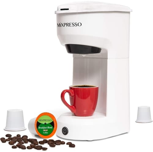 Mixpresso 2 in 1 Coffee Brewer, Single Serve Coffee Maker K Cup Compatible & Ground Coffee, Personal Coffee Maker,Compact Size Mini Coffee Maker, Quick Brew Technology (14 oz)