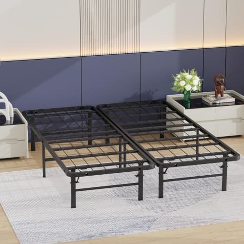 BestMassage Queen Bed Frame Metal Platform Bed Frame Queen Size 14 Inch Mattress Foundation Box Spring Replacement Heavy Duty Steel Slat Noise-Free Easy Assembly, Black