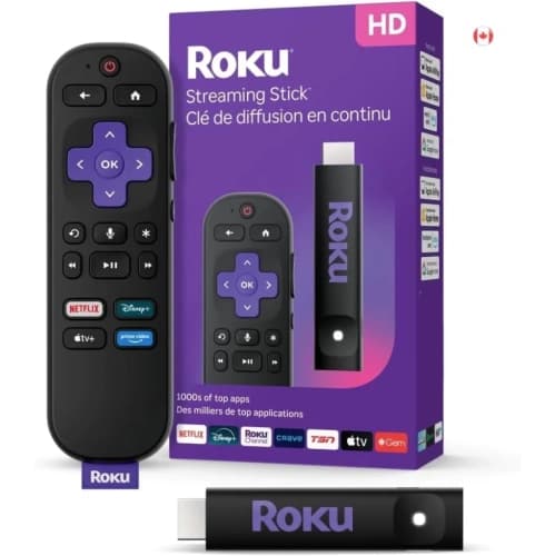 Roku Streaming Stick 2025 HD Streaming Device for TV Voice Remote Free Live TV Black 3840R