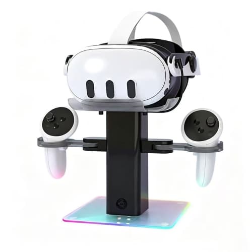 Meta Quest 3 Charging Stand with RGB Light, VR Headset & Controller Storage Holder with Type-C Cable
