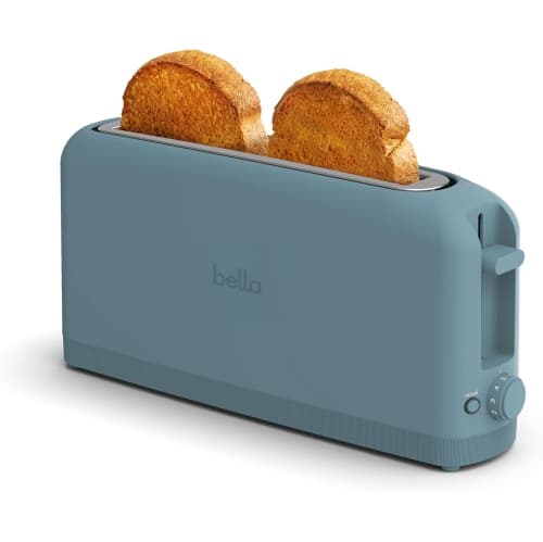 Bella 2-Slice Slim Toaster: Fits-anywhere™ Kitchenware, 10” Long Slot for Sourdough, 6 Shade Settings, Reheat & Cancel, Anti Jam & Auto Shutoff, 900W, Surf.
