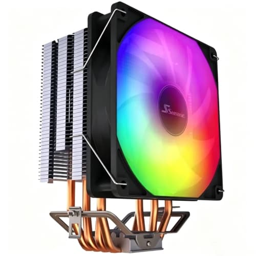 COOLMOON Colorful ARGB CPU Cooler, Auto Color Changing Silent PWM Cooling Fan, Multi-Platform Air Cooler for Desktop PC Intel LGA1700 AMD AM5