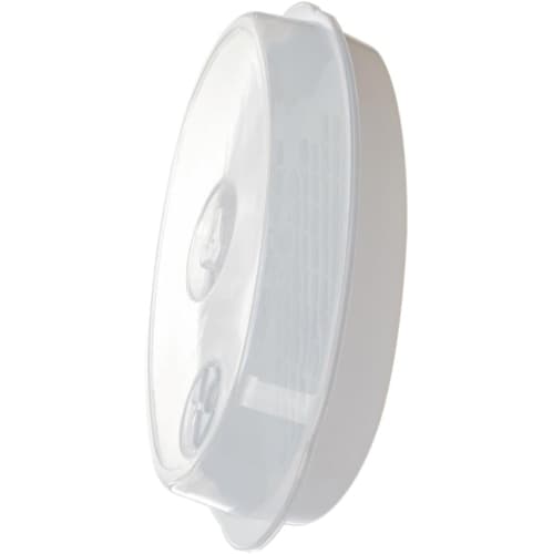 SLOWMOOSE Microwave Steamer Plate with Lid, White, for Vegetables and Fish, Kitchen Cooking Tool