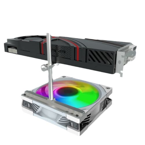 GPU Support Bracket Mounted Above PC Case Bottom Fans, Universal Graphics Anti-Sag Holder Compatible with 90mm / 120mm / 140mm Fans, Modding Accessory for Sea View Transparent PC C