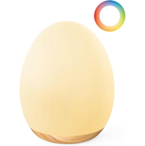 Kids Night Light Baby Nursing Lamp Eight Color Modes Touch Control Timer Wood Grain Finish