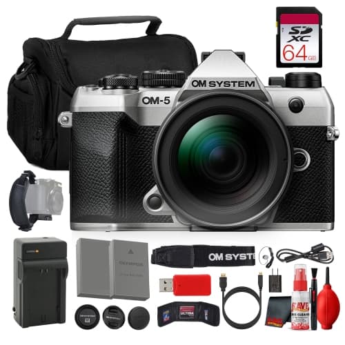 OM SYSTEM OM-5 Mark II Mirrorless Camera + ED 12-45mm f/4 PRO Lens Silver (Bundle)