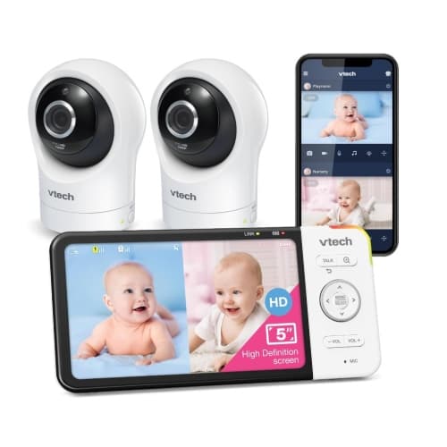 VTech RM5764-2HD Smart Wi-Fi Video Baby Monitor with 5” display and 1080p HD 360 degree Panoramic Viewing Pan & Tilt Camera